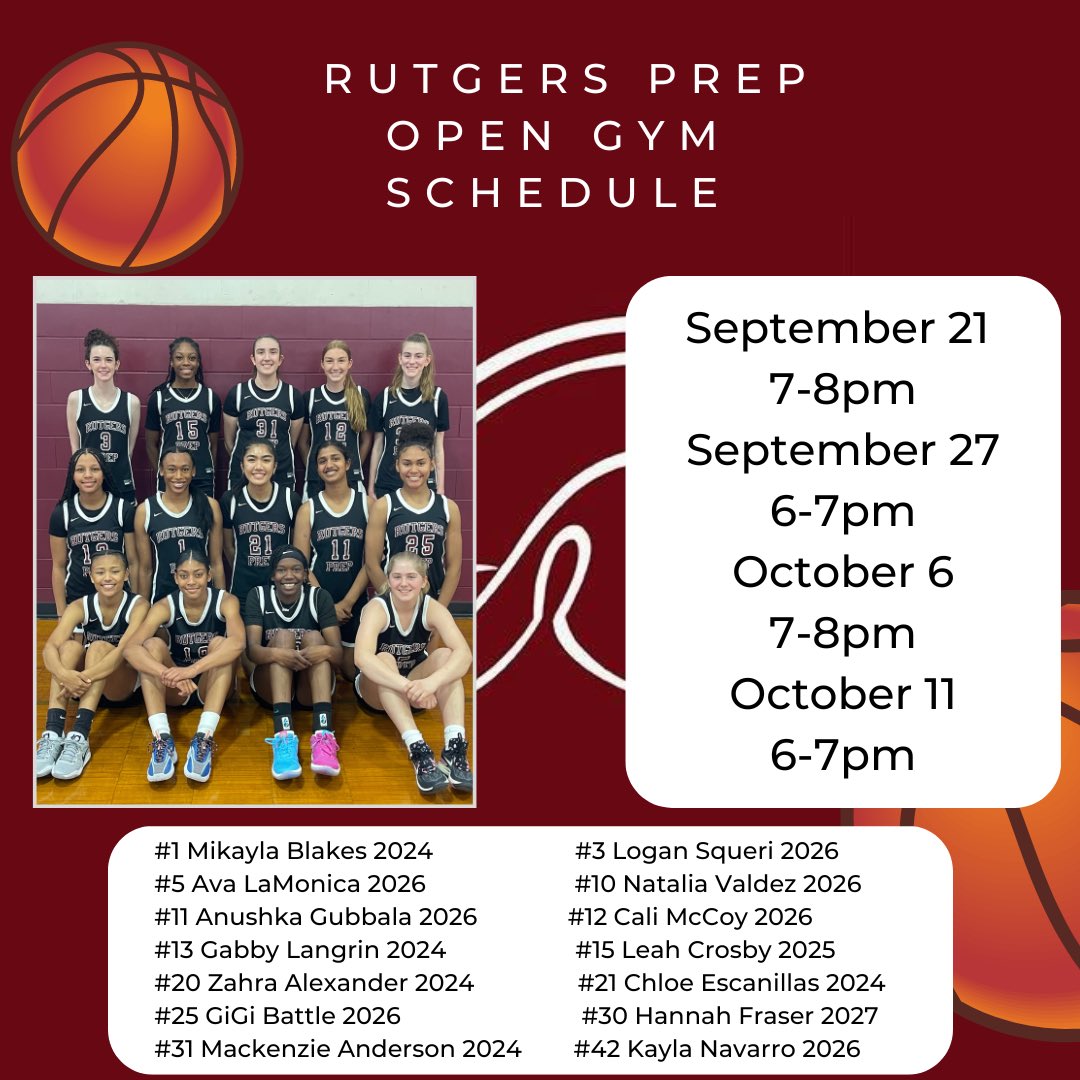 RutgersPrepGirlsBball (@rutgersprep_gbb) on Twitter photo College coaches! Check out our Fall Open Gym Schedule! Watch out for an electrifying group! <a href="/PGHNewJersey/">Prep Girls Hoops New Jersey</a> <a href="/NJLadiesHoops/">NJ Ladies Hoops</a> College coaches! Check out our Fall Open Gym Schedule! Watch out for an electrifying group! <a href="/PGHNewJersey/">Prep Girls Hoops New Jersey</a> <a href="/NJLadiesHoops/">NJ Ladies Hoops</a>