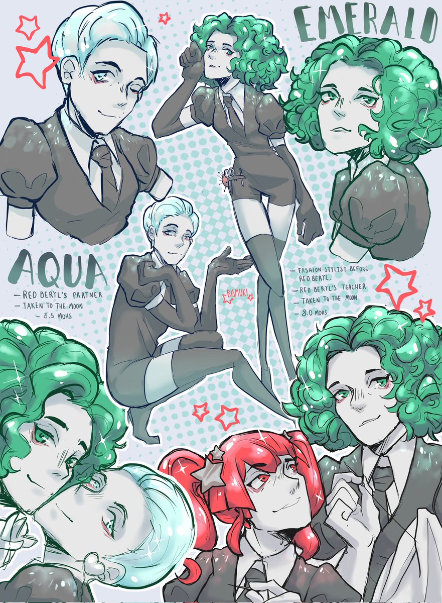 bismuki's tweet photo. Aquamarine and Emerald from houseki no kuni ❤️.

So I finally read the artbook, and confirmed these two new gems. Aquamarine, red beryl's partner. And Emerald, the original fashion stylist, before red beryl.

Here a fanart : D

#Emerald #aquamarine #partyoftheend #housekinokuni https://t.co/ijQWhH72Pu