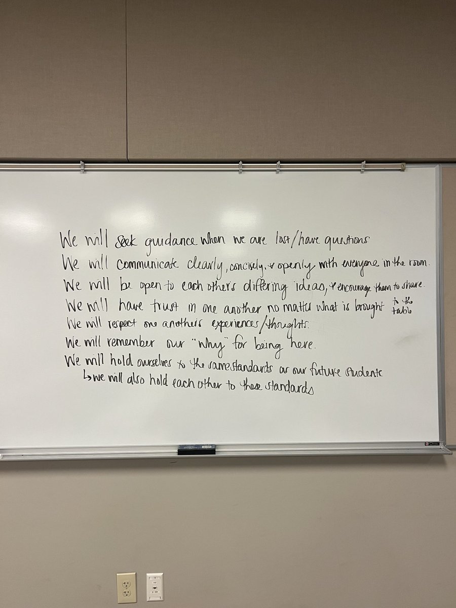 Creating class norms tonight so we can begin inspecting what we expect #mtsufutureeducators