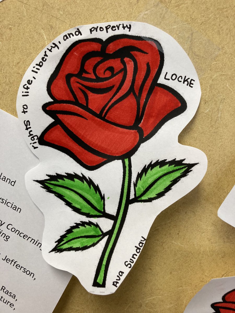 DHelmEDU's tweet photo. Kids worked a @MrRoughton classic today!  The Influencer! In this enlightenment speed dating activity…Ss analyzed bios, compared beliefs + narrowed their choice to 1 perfect match!  Then they made a rose 🌹 sketch &amp; tell to announce their choice!!  #eduprotocols #tlap #sschat https://t.co/ZdJjP0FSgs