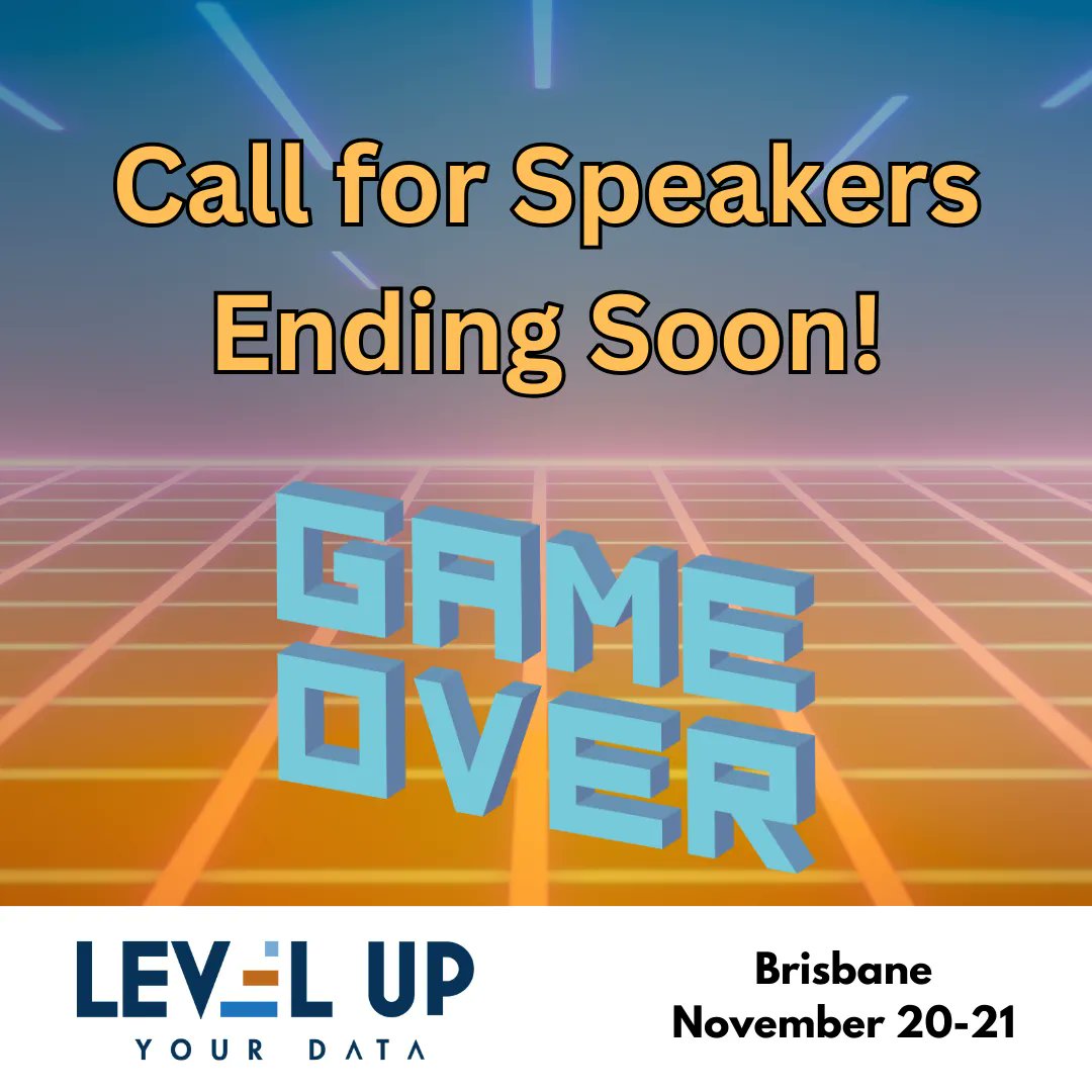 david_alzamendi's tweet photo. Call for Speakers for the Level Up Your Data Conference is ending soon on September 10.
Be part of Brisbane's newest data conference.
Submit your session here:
https://t.co/opJB3Vk0pd
#levelupyourdata #data #azure #azuredataservices https://t.co/uL6F3oVK5w
