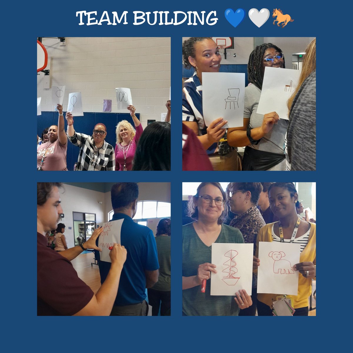 At our September faculty meeting our HRE LEADERS engaged in team building 💙🤍🐎