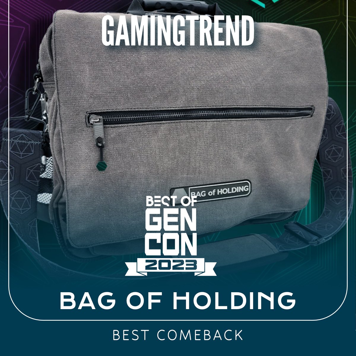 GamingTrend's tweet photo. @Rollacrit just launched their Bag of Holding on Kickstarter today; come see why we awarded it 'Best Comeback' at #GenCon this year! https://t.co/aSHqCUVSre https://t.co/i3WTt4m7hW