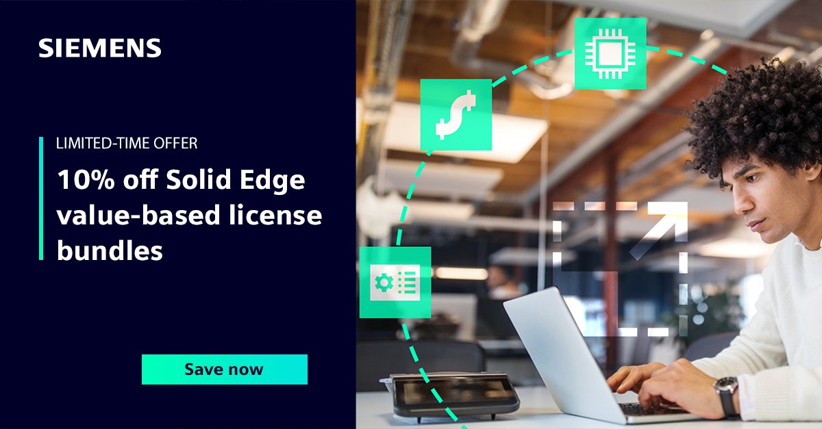 PlmPartnership's tweet photo. Get the features you want, when you need them - expand your product development capabilities with flexible licensing for Solid Edge add-on products. For a limited time, get 10% off annual subscription packs of 25 or 50 tokens. Hurry - offer expires soon! https://t.co/zVJmJsaWtj https://t.co/ZBFRZRWTLa