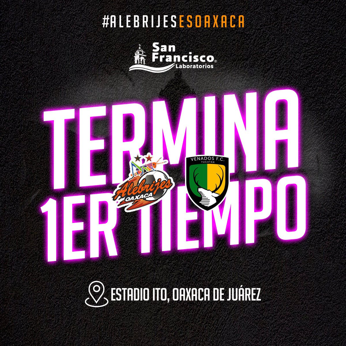 AlebrijesOaxaca's tweet photo. #ALEvsVEN 1T 🕣
50'| Finaliza la primera mitad del encuentro 🆚 @venadosfc con marcador 2-1 a favor de nuestros Alebrijes.
#JuntosXLaT3rcera⭐️⭐️🏆
#AlebrijesEsOaxaca💚🖤🧡 https://t.co/DzUqabrr1L