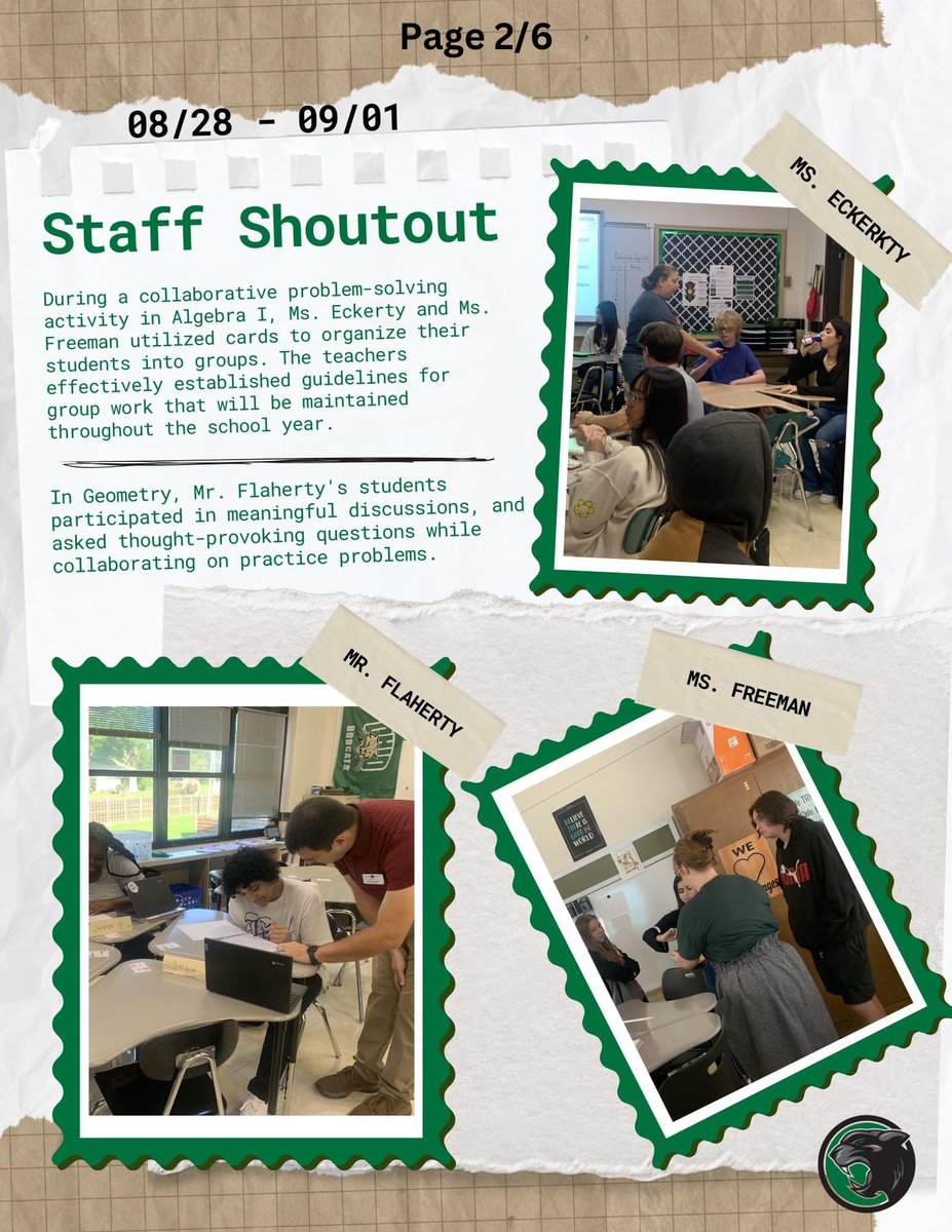 Staff shout out of the week! Way to go Mr. Flaherty, Ms. Freeman, and Ms. Eckerty! 🐾 #msdr9 #wearemehlvile