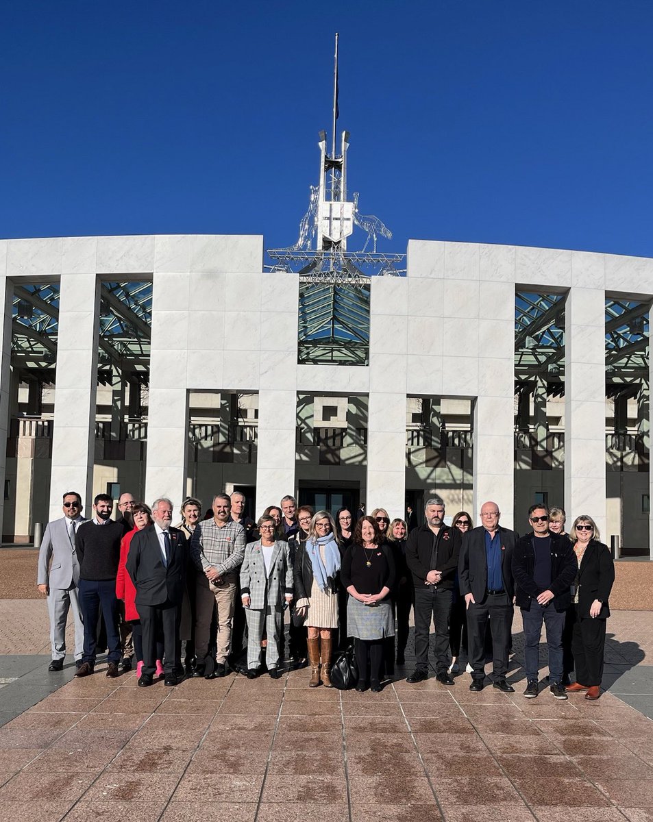 TAFECampaign's tweet photo. As part of National TAFE Day, we’re at Parliament House with proud AEU members to talk to politicians about what it’s like to work in vocational education, and why we need to invest in our strong TAFE system. #auspol https://t.co/4Y45R5hs5W