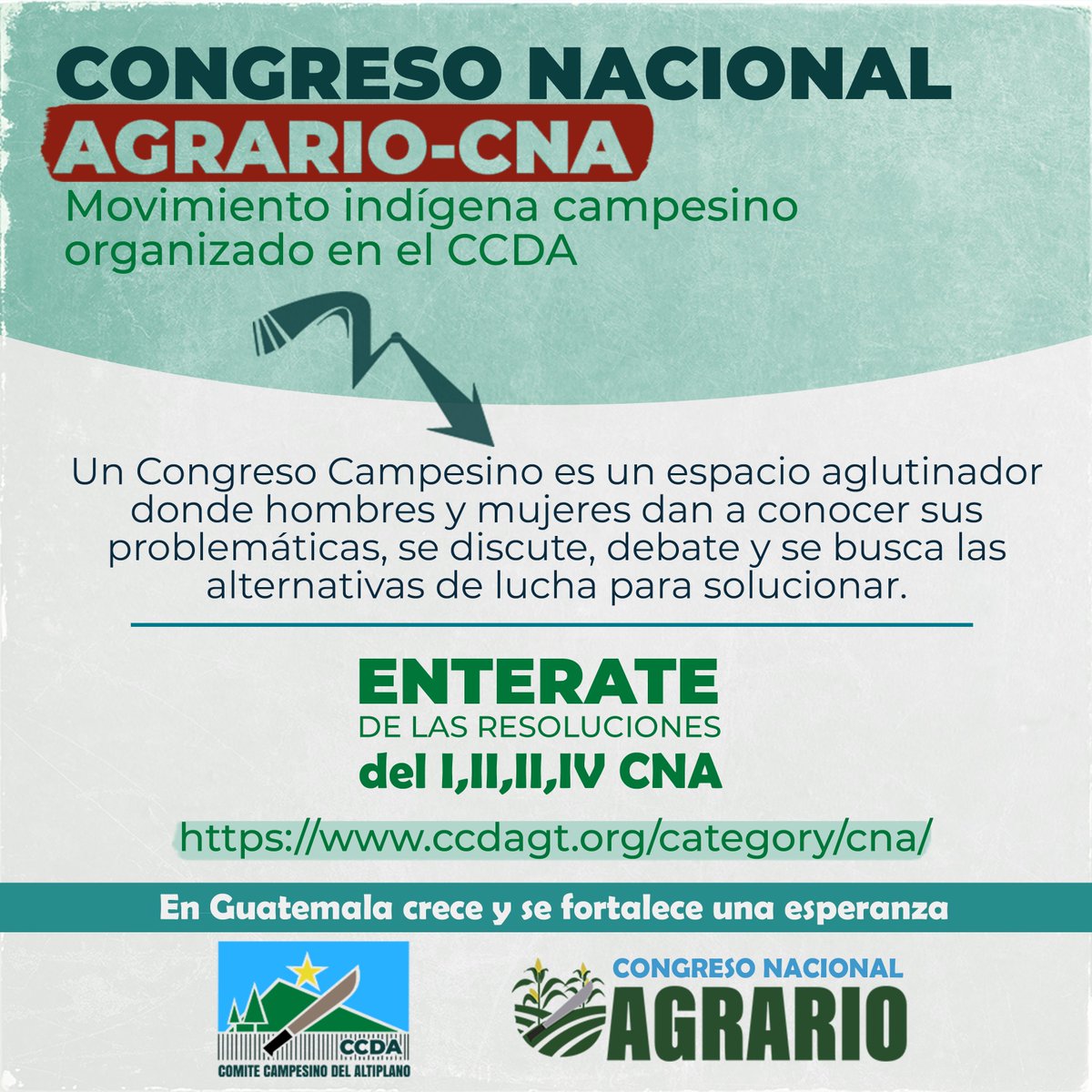 ccdaoficialgt's tweet photo. #VCNA | Inician el proceso del 5to. Congreso Nacional Agrario, un espacio aglutinador para debatir y proponer alternativas ante el actual contexto de nuestra débil y frágil democracia, donde se sigue despojando territorios y criminalizando a los pueblos originarios. https://t.co/DWNMZ5wm5P
