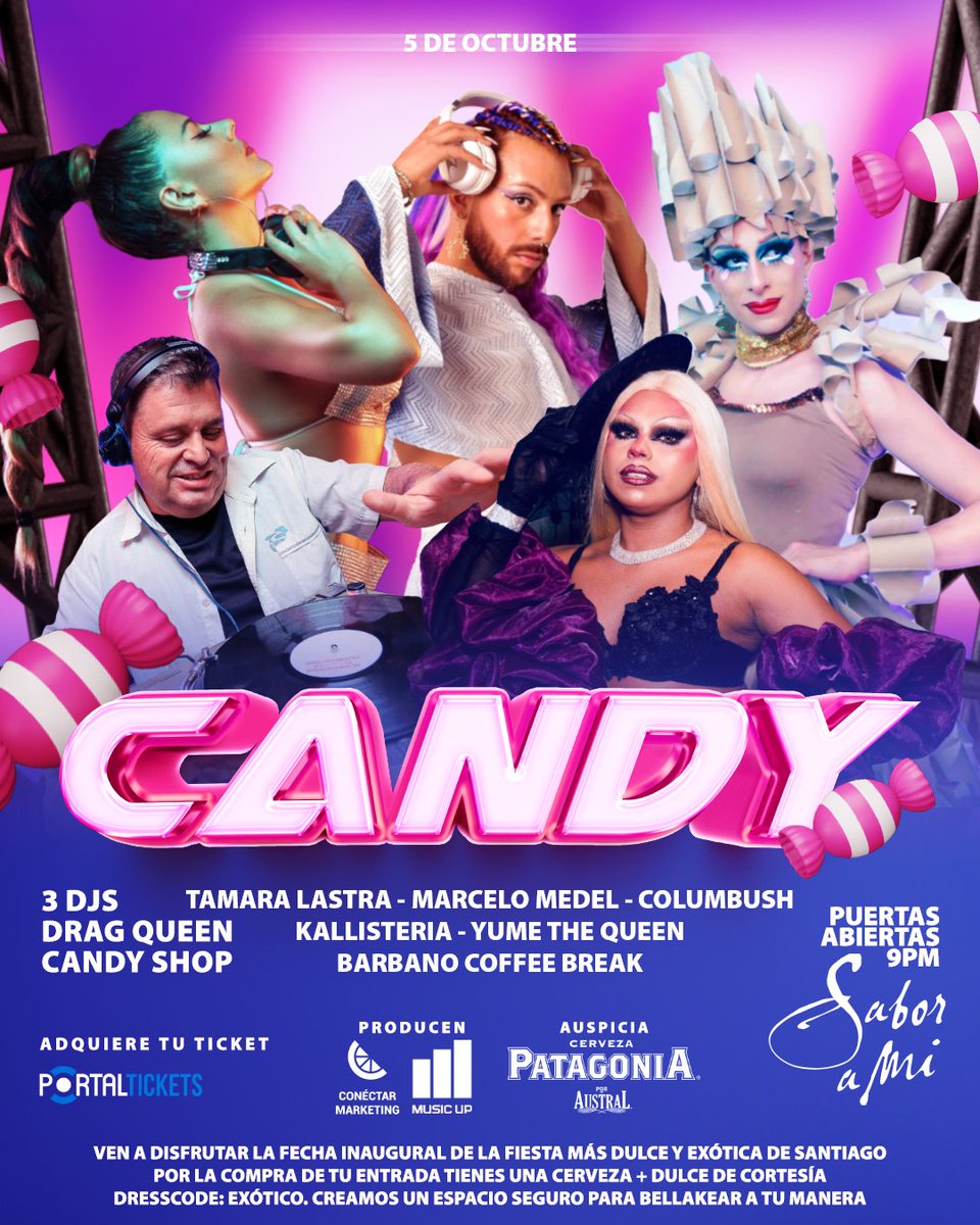 Music_UP_UP's tweet photo. ES UNA REALIDAD 🔥🍭

📅 PRIMERA FECHA: 05 DE OCTUBRE 🥳
📍@saboramibar

Encuentra tus tickets en @portaldisc y https://t.co/i39QGL2f2s

Ven a vivir nuestra noche inaugural 🔥

🌈SÉ PARTE DE LA DULZURA
CANDY PARTY | #candyparty 🍭 https://t.co/GH002ynpzx