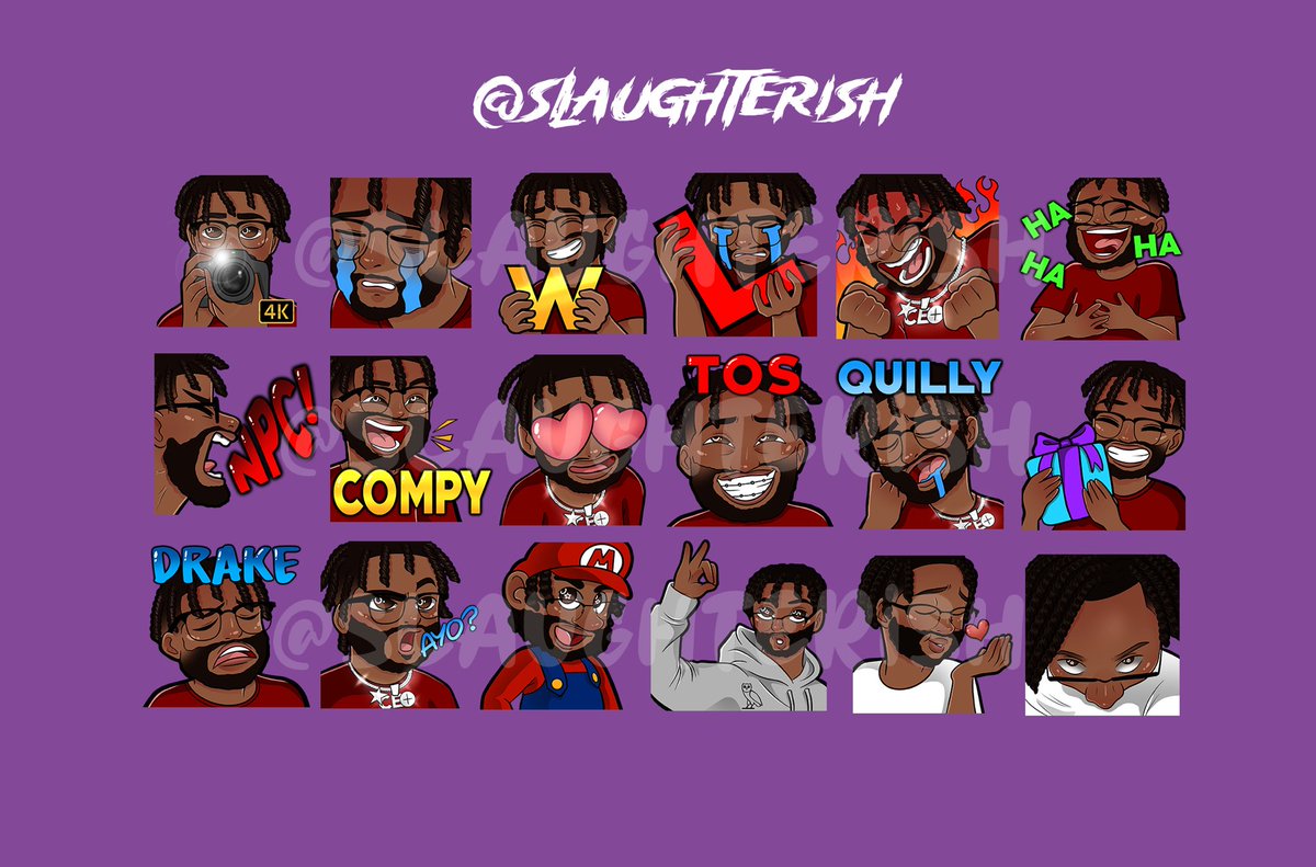 Some of the recent twitch emotes I made for <a href="/MarioHTXX/">AnnoyingTV 🦉</a> , some new some from a couple months ago 🪐