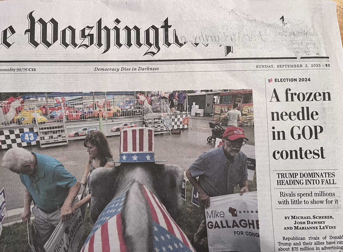 FishFuzz's tweet image. Nothing demonstrates the worthlessness of newspaper delivery via US mail quite like getting the Sunday paper on Tuesday afternoon. #washingtonpost