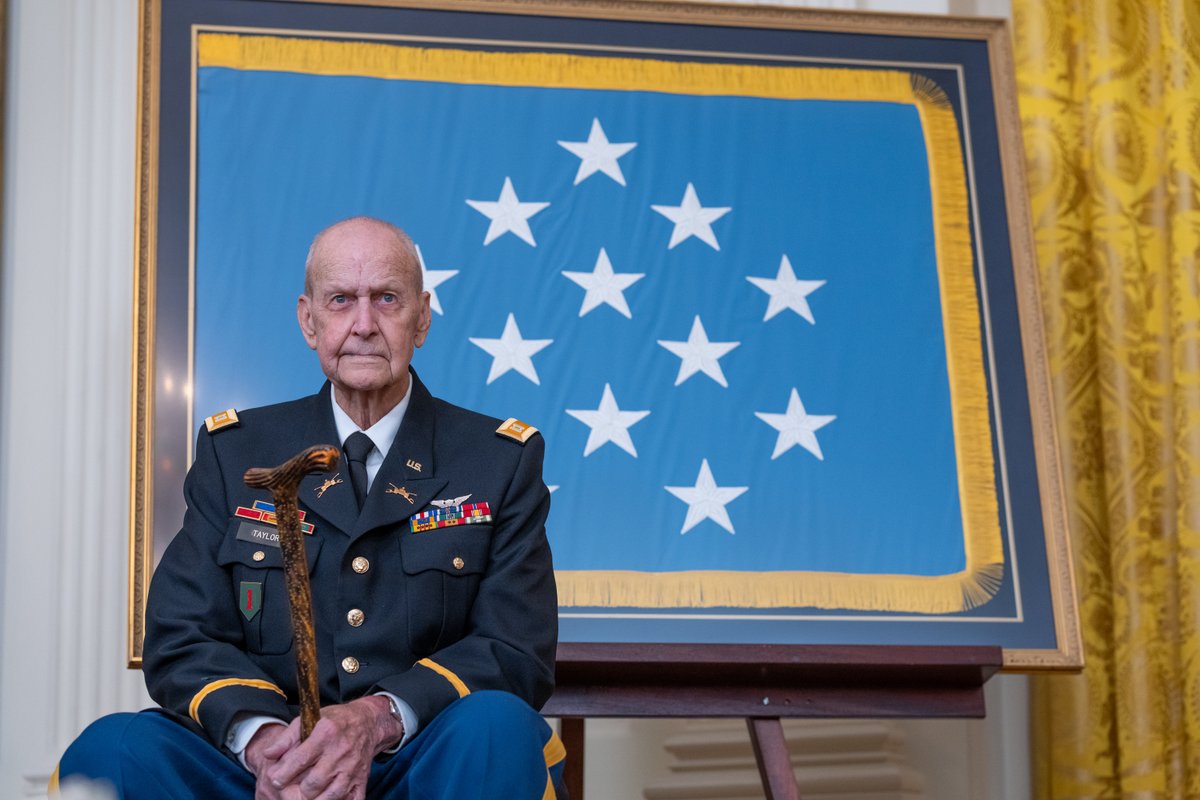 The Medal of Honor is our nation’s oldest and highest recognition for valor.

Today, it goes to Captain Larry L. Taylor, an American who did everything in his power to answer the call of duty – who risked his own life to save the lives of others in need.

That's valor.