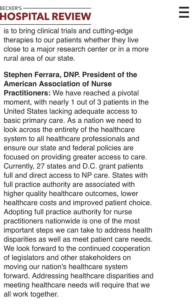 Thank you <a href="/BeckersHR/">Becker's Hospital Review</a> for the opportunity to comment on ways to improve our healthcare system. beckershospitalreview.com/hospital-physi…