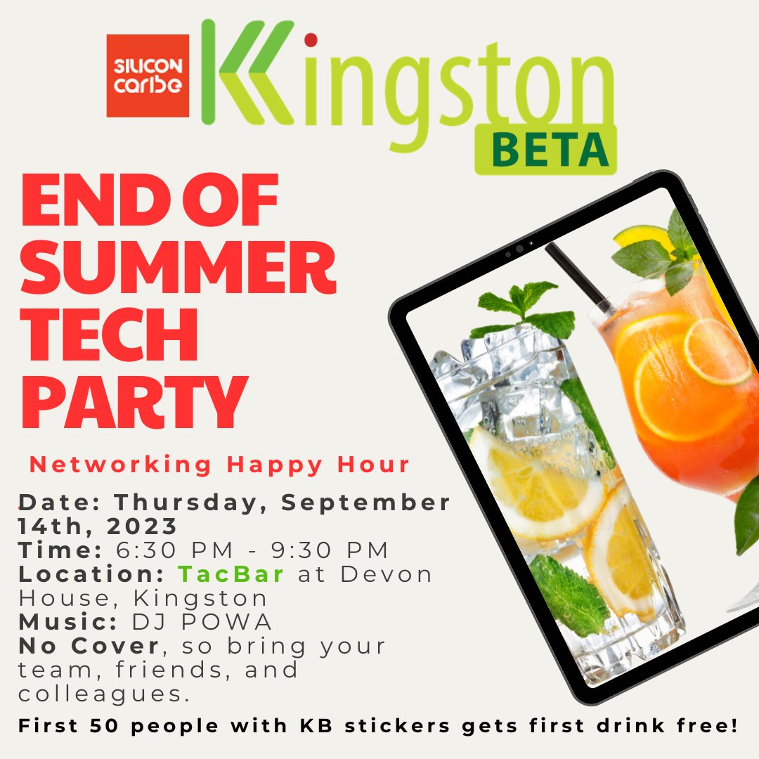 Did you get our email today?! Have you seen our new Instagram post?

Our next Kingston BETA is Thursday, September 14th, 2023

Check out the flier below. 👇🏽👇🏽
#KgnBeta 
#TechParty 
#TechCommunity #Techstartups #techtalent 
#CaribbeanTech #DigitalCaribbean