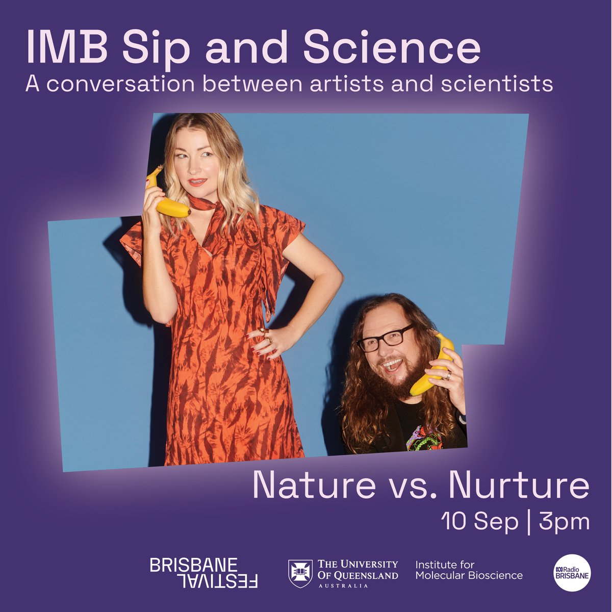 Institute for Molecular Bioscience (@imbatuq) on Twitter photo What makes us who we are?
Join us this Sun (10 Sept) at 3pm for <a href="/BrisFestival/">Brisbane Festival</a> Sip & Science, a panel conversation between Festival artists & IMB researchers, where we will explore parenthood, jingles & genetics.
<a href="/LoicYengo/">Loïc Yengo</a> <a href="/kmillerheidke/">Kate Miller-Heidke</a>
🔗 Register: bit.ly/3EqQ8c7 What makes us who we are?
Join us this Sun (10 Sept) at 3pm for <a href="/BrisFestival/">Brisbane Festival</a> Sip & Science, a panel conversation between Festival artists & IMB researchers, where we will explore parenthood, jingles & genetics.
<a href="/LoicYengo/">Loïc Yengo</a> <a href="/kmillerheidke/">Kate Miller-Heidke</a>
🔗 Register: bit.ly/3EqQ8c7