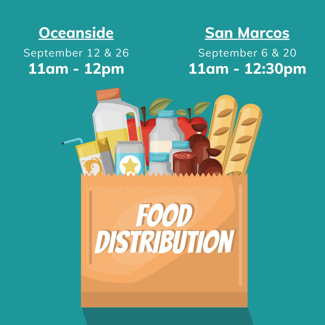 healthtruecare's tweet image. Throughout the month, we will be hosting free food distributions! Mark your calendars for these dates to pick up some extra food.

Oceanside: 5306 N River Rd, Oceanside, CA 92057
San Marcos: 331 E. Olive St, San Marcos, CA 92069

#HungerFreeSD #HungerAwarenessMonth