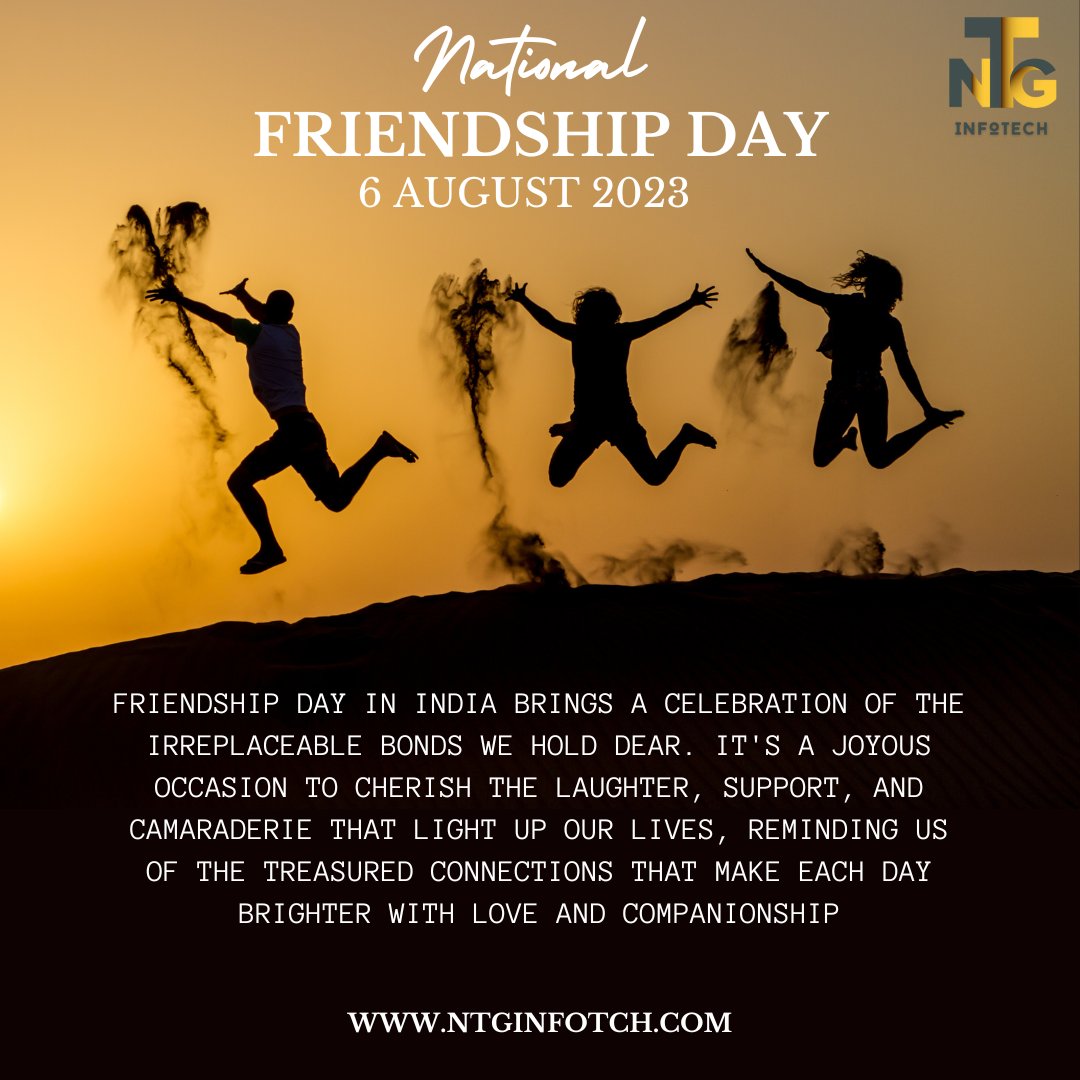 Friendship, like India's diversity, is a tapestry of colors and cultures, woven together with threads of laughter, support, and shared moments. Happy Friendship Day to friends that make life richer and celebrations brighter. #friends #friendshipday2023 #friendsMatter #NtgInfotech