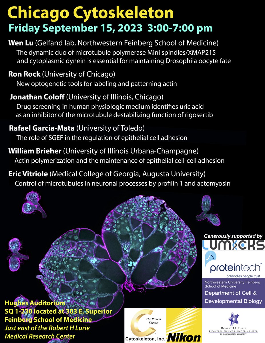 Cytoskeletal people. Do not forget, the first Chicago Cytoskeleton session of 2023-24 academic year is on September 15 at 3 p.m. Hope to see you there.  Please RT.