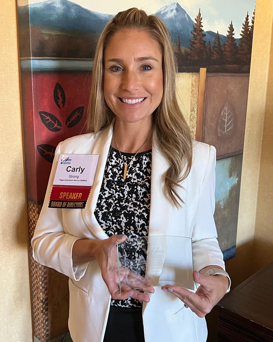 RiggsAmbulance's tweet photo. Congratulations to our Chief Operating Officer Carly Strong who was recognized at CAA conference last week! 

Thank you for all you do Carly! https://t.co/B7vJ6rDeDR