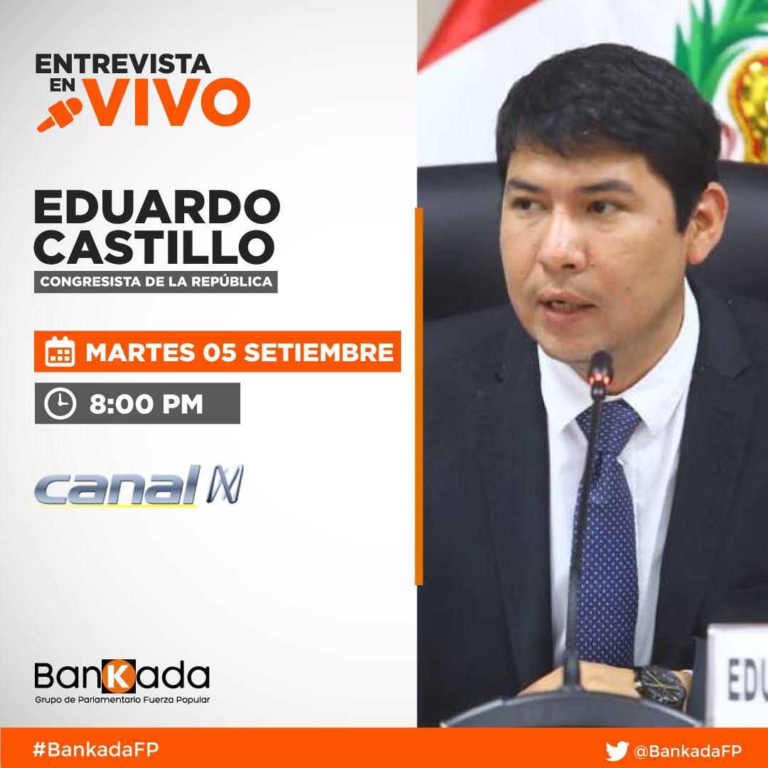 BankadaFP's tweet photo. #Entrevista
En breve, nuestro congresista, @EduCastilloR_, estará en vivo vía @canalN_. https://t.co/RRu9GsQcom