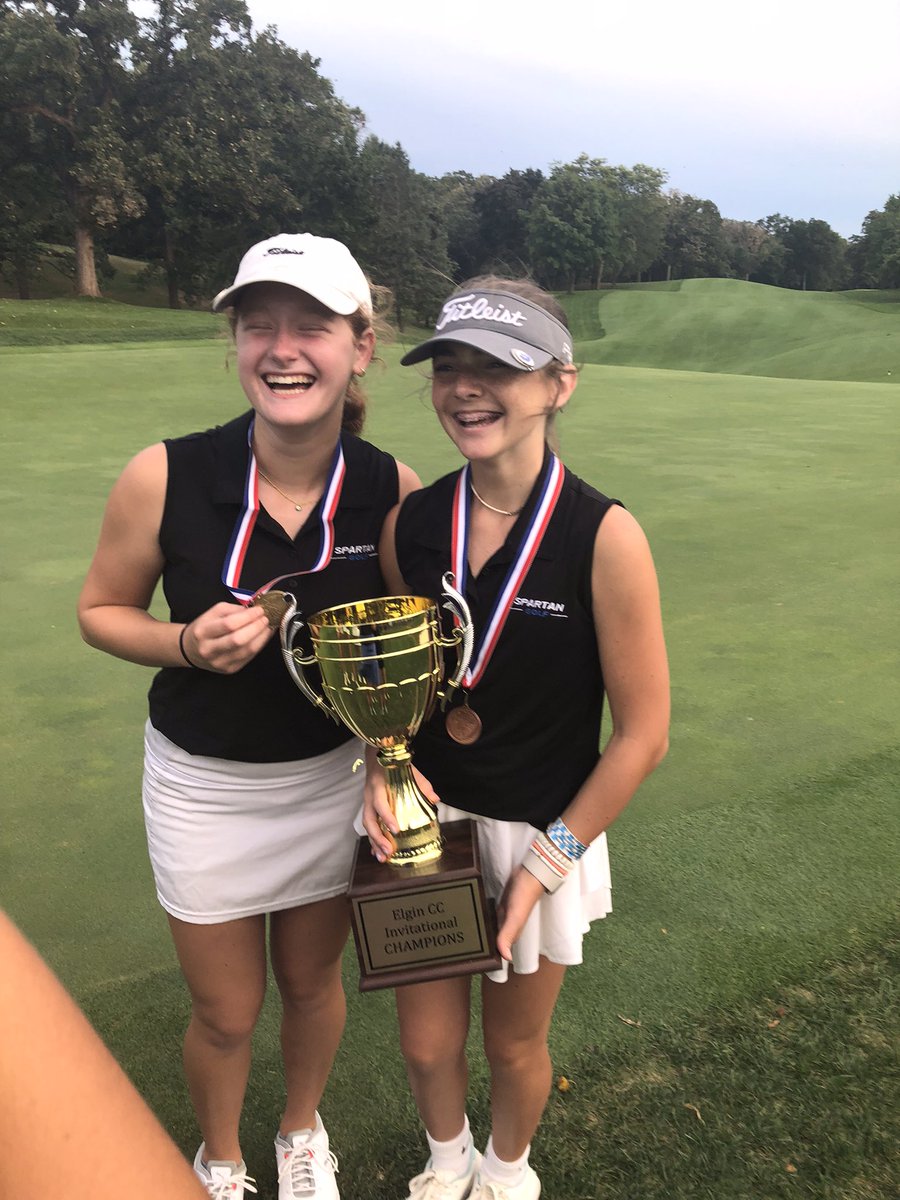 Congratulations to SFHS Girls Golf for a WIN today at the Geneva Invite. Elgin Country Club was tough and windy. Ten schools competing. 
SFHS won the tournament. Special shout out to 
Emmy H - 79 1st Place Medalist
Cali S - 91 5th Place Medalist
These ladies can play!
