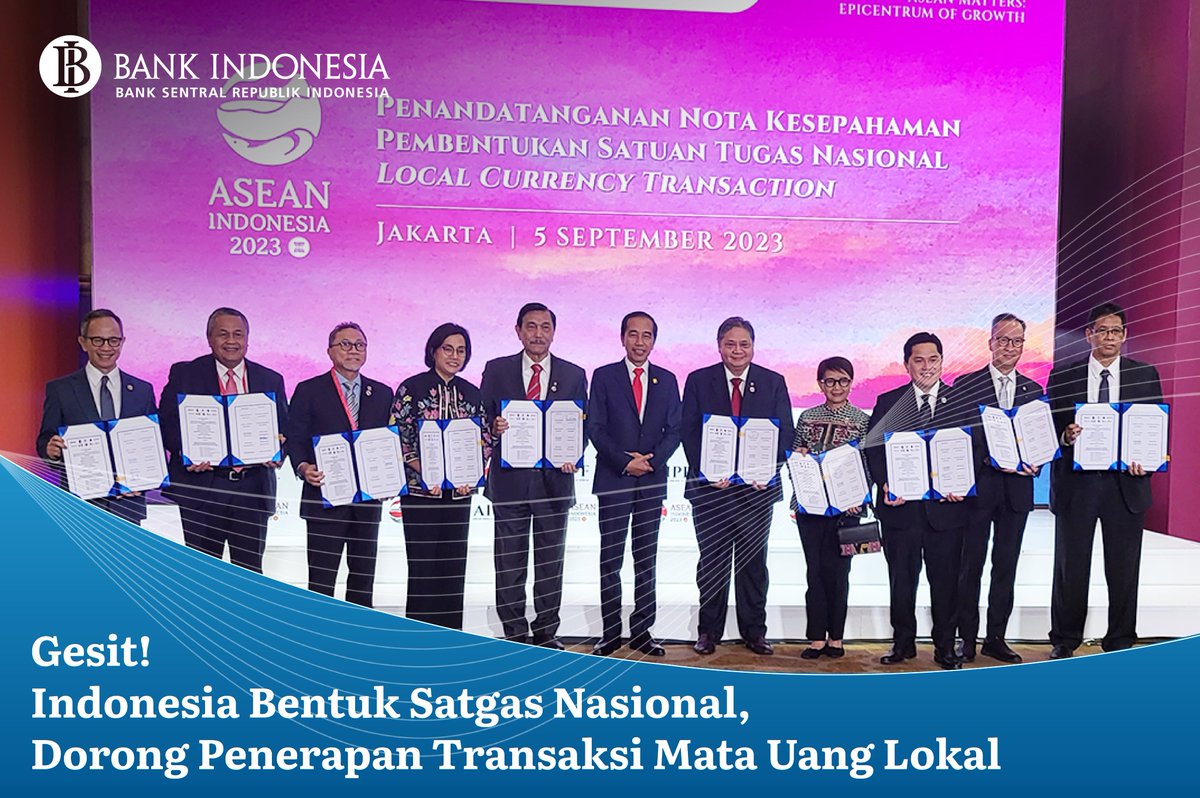 bank_indonesia's tweet photo. #SobatRupiah, untuk  memastikan ASEAN semakin mandiri, para pemimpin negara sepakat untuk memperkuat kerja sama penggunaan mata uang lokal dalam transaksi lintas negara (Local Currency Transaction/LCT). 
-Sebuah Utas- https://t.co/wG3samRLar