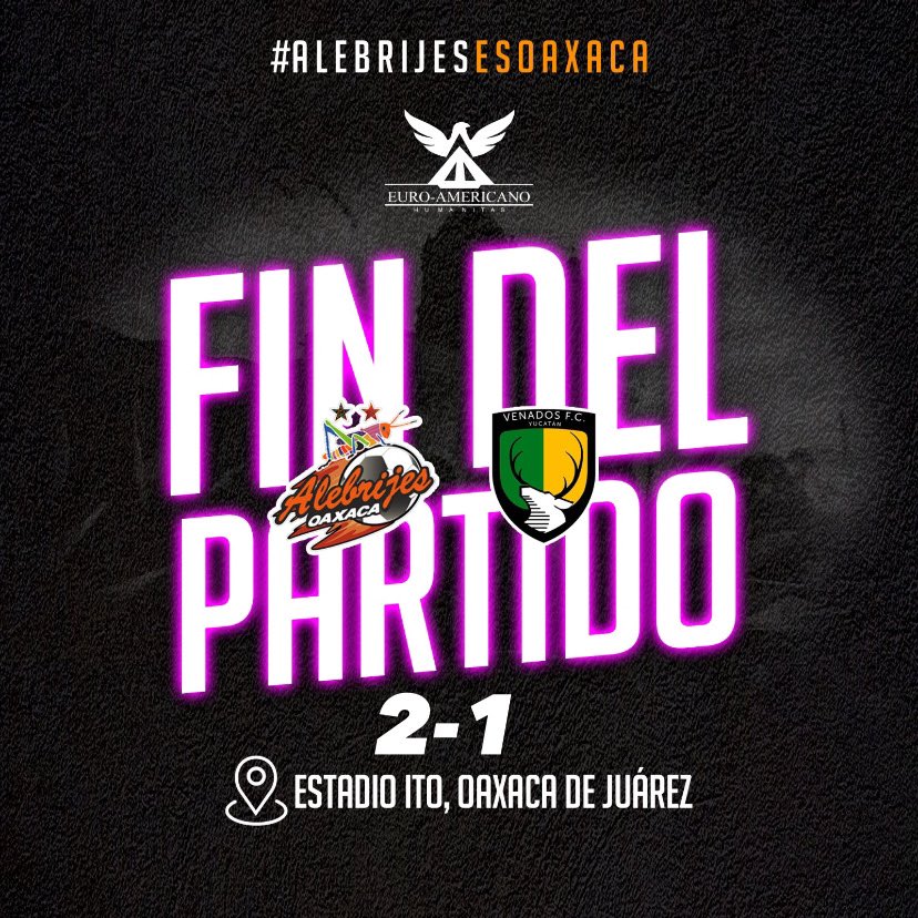 AlebrijesOaxaca's tweet photo. #ALEvsVEN 2T 🕣
97'| Termina el partido en el #TemploAlebrije🏟 con victoria 2️⃣-1️⃣ sobre @venadosfc
¡𝑽𝑬𝑵𝑮𝑨 𝑶𝑨𝑿𝑨𝑪𝑨!
#JuntosXLaT3rcera⭐️⭐️🏆
#AlebrijesEsOaxaca💚🖤🧡 https://t.co/a3P9AKLwJ3