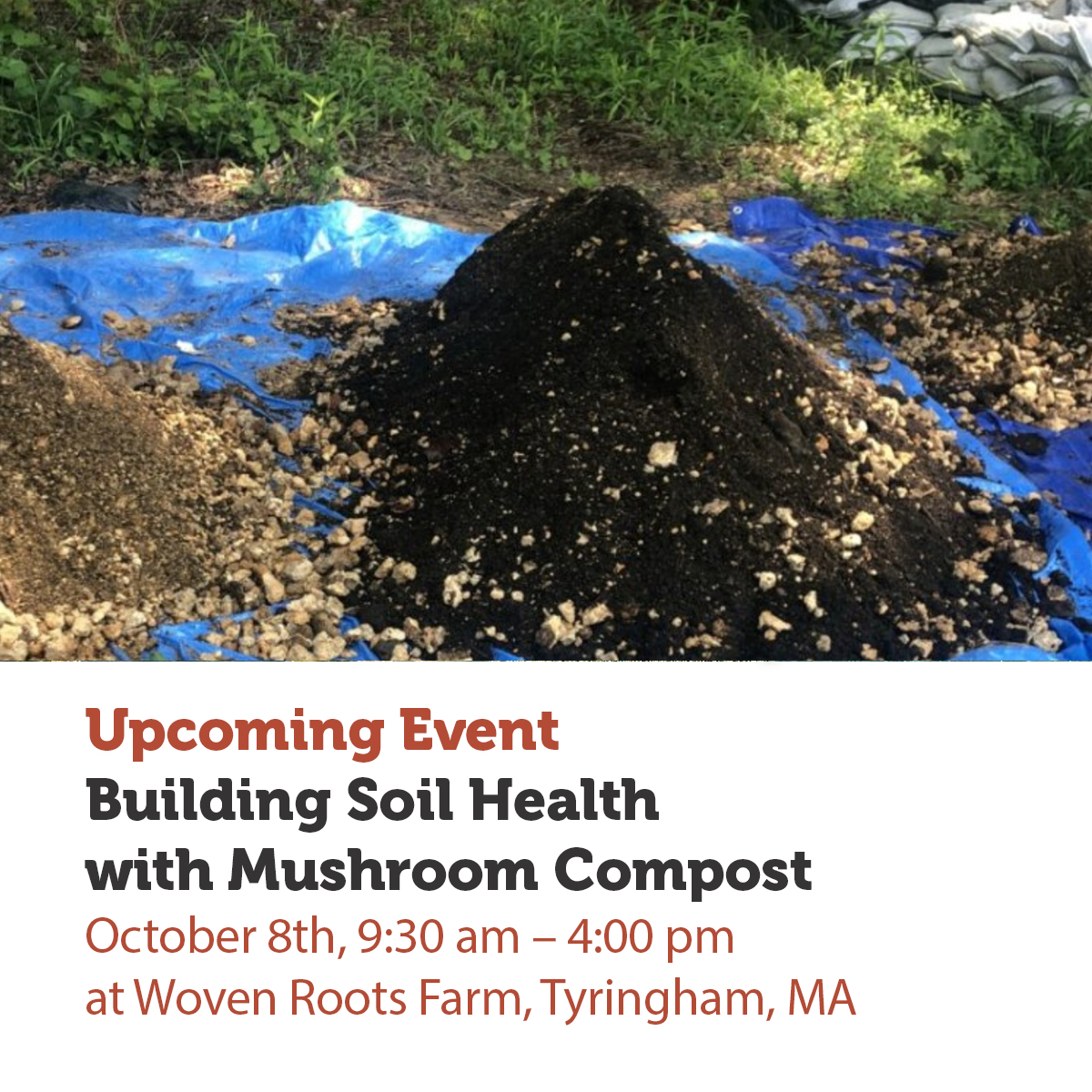 Dive deep into the world of compost and mushroom substrate! Join us at Woven Roots Farm on October 8th for a full day of looking into the living world of soil and mycelium.
nofamass.org/event/building…