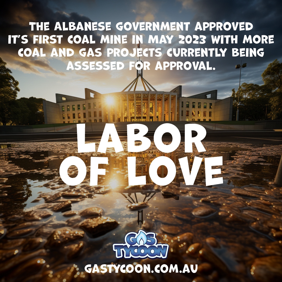 The Albanese Government approved its first coal mine in May 2023!

There are more coal and gas #fossilfuel projects currently waiting for approval.✅

Play Gas Tycoon. It's the gas. gastycoon.com.au
#gastycoon #tycoonterry #frackettes #taxgasnow #prrt
