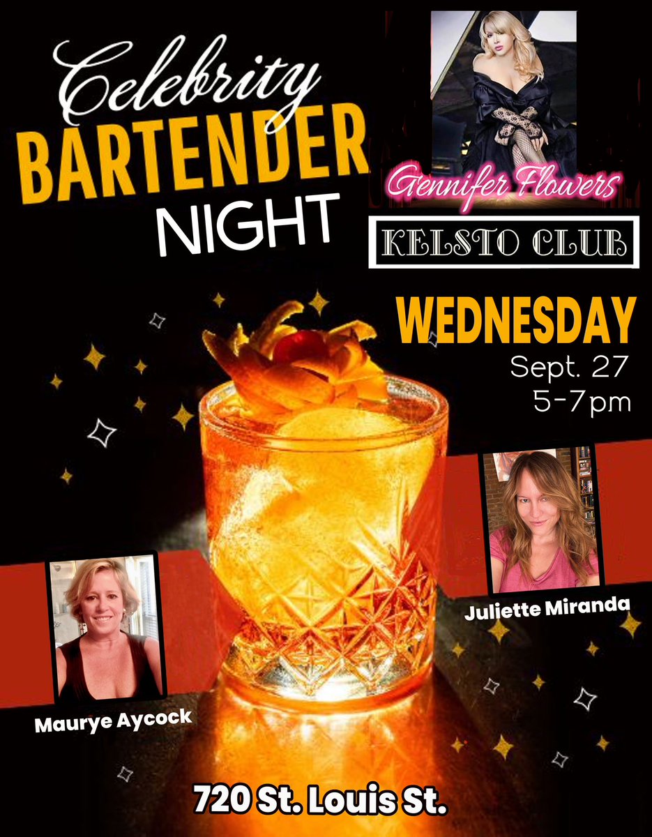 Y’all! I’m going to be a guest bartender at the Kelsto Club in the French Quarter at the end of the month. Can I pour more than I drink? Stop by and see!