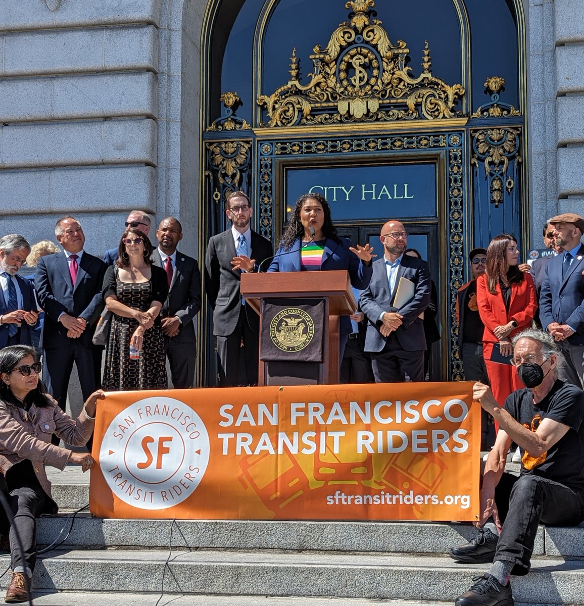 sfcta's tweet image. Happy #TransitMonth! We joined @SFTRU, city leaders and transit advocates to kick off a month-long celebration of transit. We look forward to funding more projects to improve safety, reliability, and accessibility of our city’s transit system.