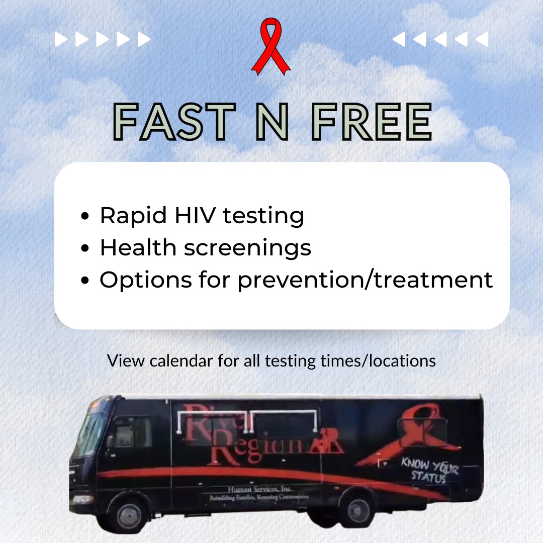 RiverRegionHS's tweet photo. Know your status by visiting our mobile unit! View upcoming locations: https://t.co/vLdm5Nzp2l #HIVtesting https://t.co/CFDAy4Wzs5