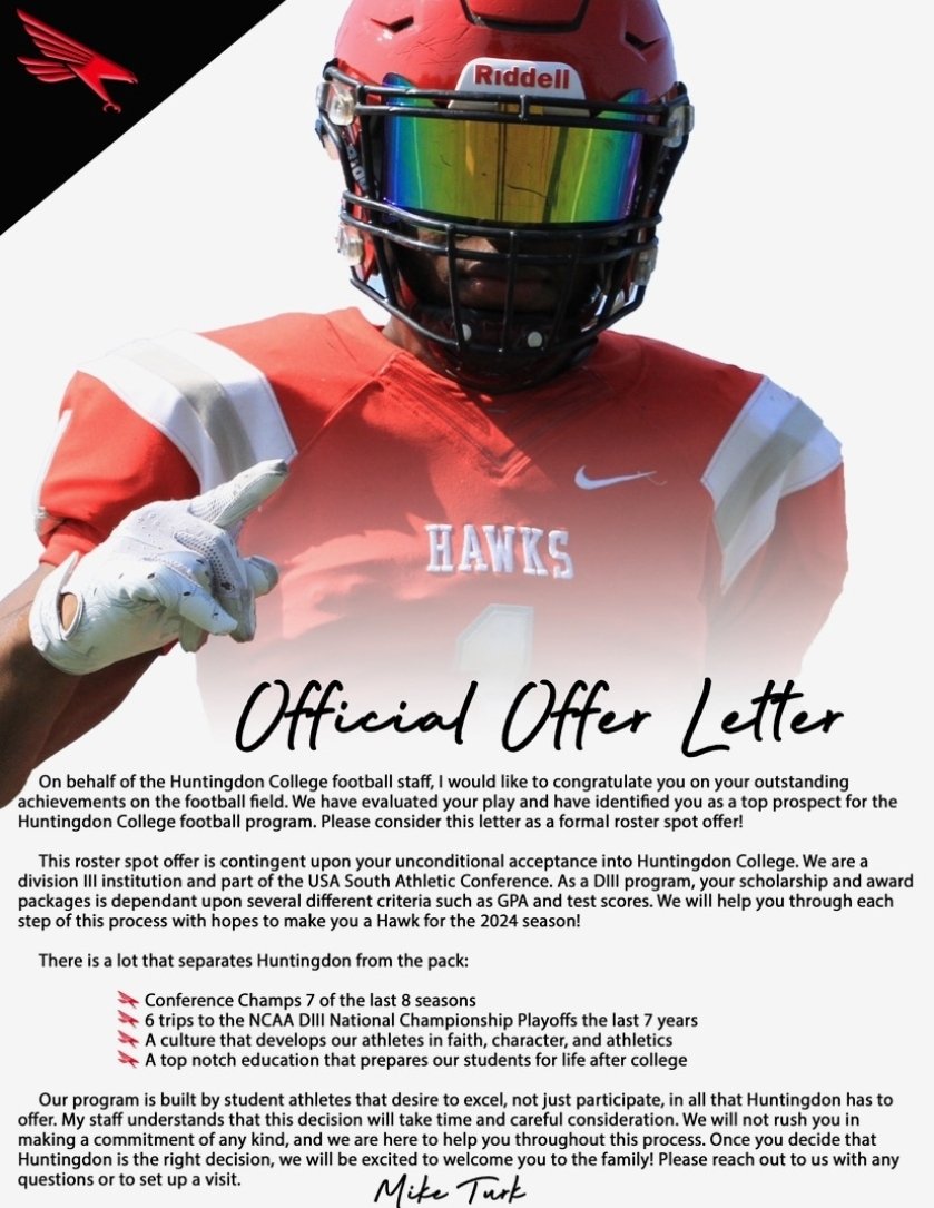 Jonathan Harris III (@_boogieharris) on Twitter photo After a great conversation with <a href="/CoachDornHC/">Karl Dorn</a> I'm blessed 🙌🏿 to receive an ⭕️ffer from <a href="/HawksFootball/">Huntingdon Football</a> #GoHawks
<a href="/GdaleHSFootball/">Gardendale Football</a> <a href="/RecruitTheDale/">GardendaleRecruiting</a> <a href="/AL6AFootball/">Alabama6AFootball</a> <a href="/ChadEadsOL/">Chad Eads</a> @CoachEadsGDale <a href="/CoachL__/">Coach L</a> <a href="/HallTechSports1/">Hall-Tech Sports</a> <a href="/UnLockYourGame/">UnLockYourGame</a> <a href="/PrepRedzoneAL/">Prep Redzone Alabama</a> <a href="/DownSouthFb1/">Down South</a> After a great conversation with <a href="/CoachDornHC/">Karl Dorn</a> I'm blessed 🙌🏿 to receive an ⭕️ffer from <a href="/HawksFootball/">Huntingdon Football</a> #GoHawks
<a href="/GdaleHSFootball/">Gardendale Football</a> <a href="/RecruitTheDale/">GardendaleRecruiting</a> <a href="/AL6AFootball/">Alabama6AFootball</a> <a href="/ChadEadsOL/">Chad Eads</a> @CoachEadsGDale <a href="/CoachL__/">Coach L</a> <a href="/HallTechSports1/">Hall-Tech Sports</a> <a href="/UnLockYourGame/">UnLockYourGame</a> <a href="/PrepRedzoneAL/">Prep Redzone Alabama</a> <a href="/DownSouthFb1/">Down South</a>