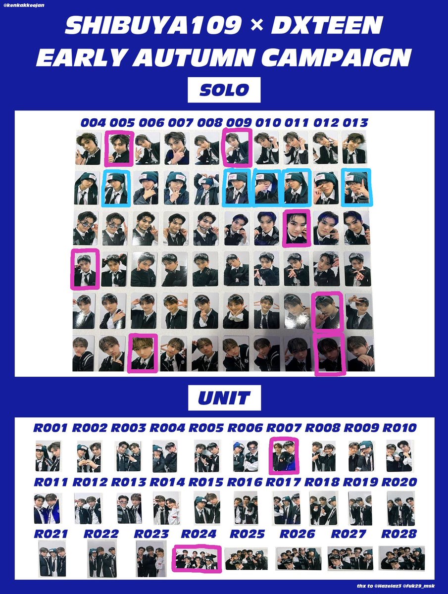 DXTEEN SHIBUYA109 ポップアップ トレカ

【譲】🩷大久保004、田中006.012、谷口011、寺尾012、福田005.009、R007、R024

【求】💙平本 005、009、010、011、013

郵送にて交換希望📮

#DXTEEN交換