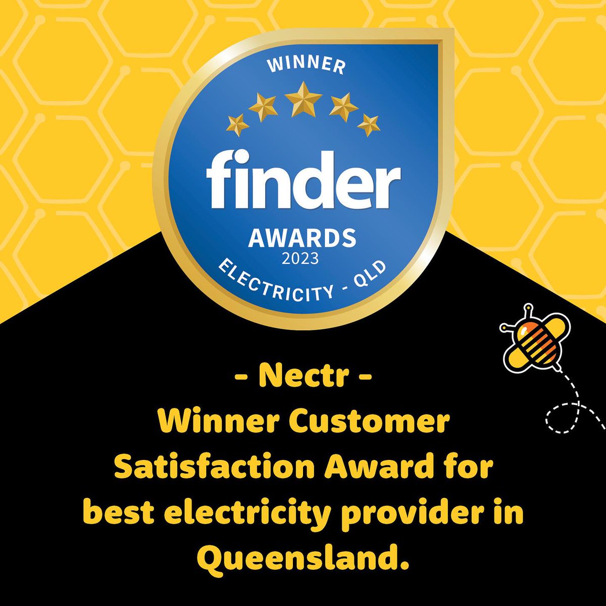 Blue_PlanetPR's tweet photo. #Nectr is abuzz to win the 2023 @findercomau Customer Satisfaction Award for best electricity provider in QLD.#RenewableEnergy #Sustainability #PublicRelations #PRAgency https://t.co/iEnQWGtFGa
