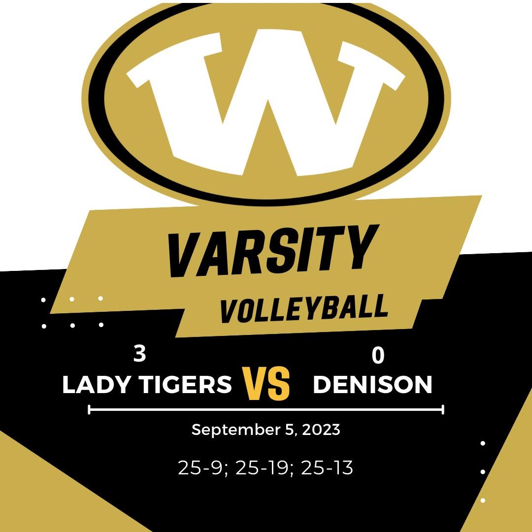 Great win tonight. The Lady Tigers defeated Denison in 3 straight sets.