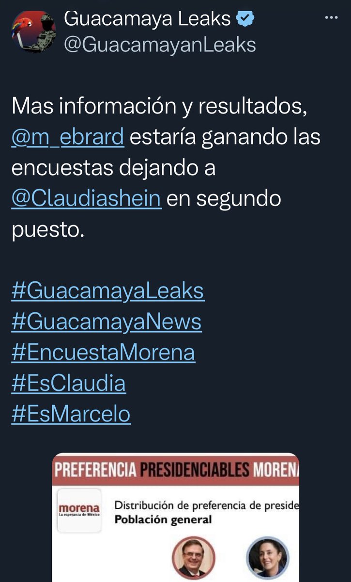 hiramrodriguez1's tweet photo. Los @GuacamayanLeaks publican esta encuesta de Arias Consultores, en donde @m_ebrard va por encima de @Claudiashein…
Esto suena a que es un buen desmadre
@juntosheriberto @anaguizarv @J_villalobos @MorenaenSonora https://t.co/CWmG0kIDnO