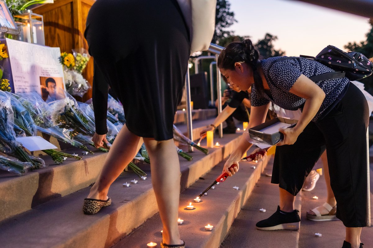 A candlelight vigil organized by North Carolina Asian American civic groups pays tribute to UNC-Chapel Hill professor Zijie Yan at the Cary Arts Center in Cary, NC on Tuesday evening. Yan was shot and killed on UNC’s campus Monday, Aug. 28. #uncchapelhil #CarolinaStrong