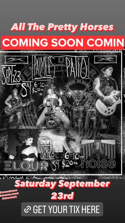 ELOUR (@elourmusic) on Twitter photo ELOUR joins <a href="/VenusDeMars/">Venus DeMars</a> and noise at <a href="/palmersbar/">palmers bar</a>  Saturday, 9/23, 6 pm on the patio. Come! Tix eventbrite.com/e/all-the-pret… ELOUR joins <a href="/VenusDeMars/">Venus DeMars</a> and noise at <a href="/palmersbar/">palmers bar</a>  Saturday, 9/23, 6 pm on the patio. Come! Tix eventbrite.com/e/all-the-pret…