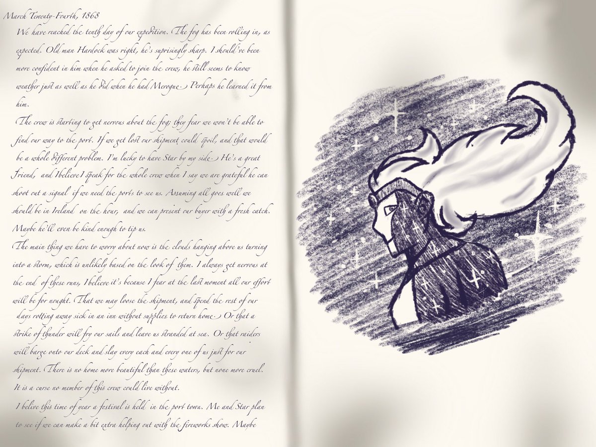 AkiraGWCST's tweet photo. A sailor’s diary…

GWCST episode 7, “Riverboat,” will be released September 7th!
#GWCST #StarBecon #art #diary #podcast #fictionalpodcast #fantasy #releasedate  #supernatural #originalpodcast https://t.co/BYI5cni1bb