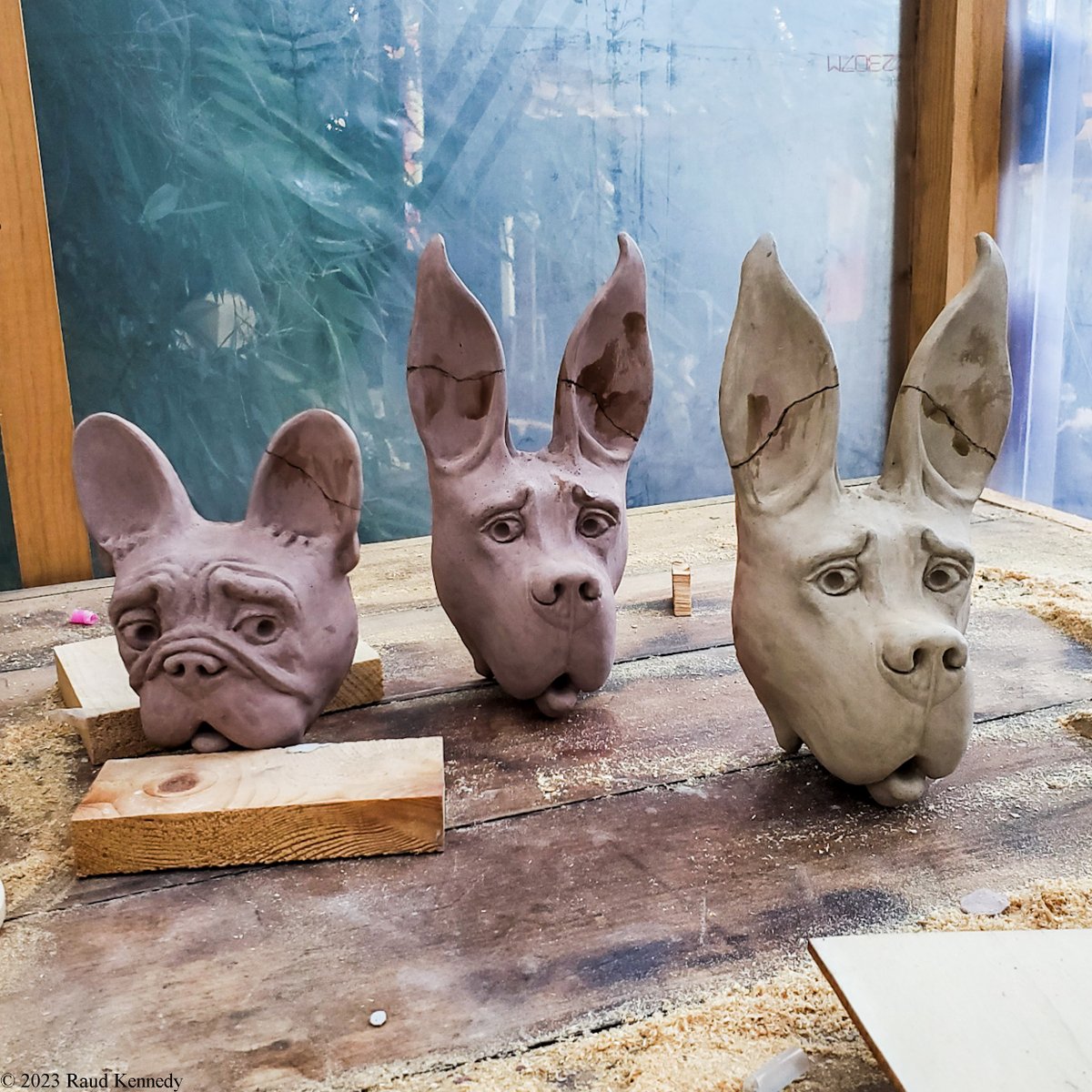 raudkennedy's tweet photo. Here at the Ear Clinic, these happy customers just received their E6000 treatment. #art #sculpture #gardenart #raudkennedy #gardendecor #cement #cementart #dog #mutt #greatdane #truthartproject https://t.co/5TTHoJEmib