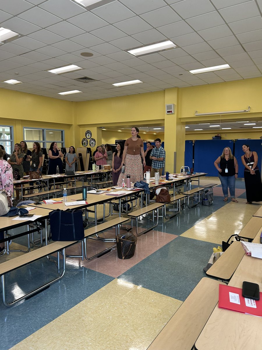 A warm welcome from the faculty &amp; staff at our first faculty meeting together. They really got into it!!  #CantBeatAcademyStreet