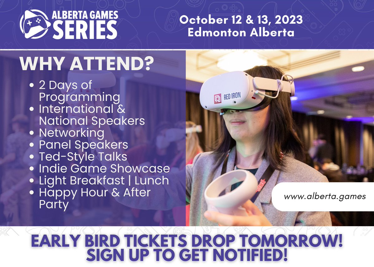 Digital Alberta (@digitalalberta) on Twitter photo Our goal is to have every studio & game developer represented at this year’s Alberta Games Series! Are you in? Members save $50! Not a member? Become one: directory.digitalalberta.com/sign-up/ 
Only 50 early bird tickets available & they drop tomorrow! Get notified: alberta.games Our goal is to have every studio & game developer represented at this year’s Alberta Games Series! Are you in? Members save $50! Not a member? Become one: directory.digitalalberta.com/sign-up/ 
Only 50 early bird tickets available & they drop tomorrow! Get notified: alberta.games