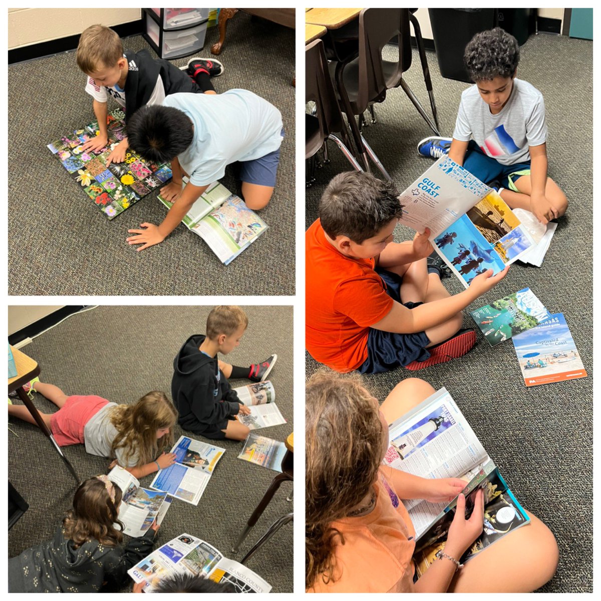 Exploring magazines and maps to help us get more information about the regions of Texas <a href="/HumbleISD_HHE/">Hidden Hollow Elementary</a>