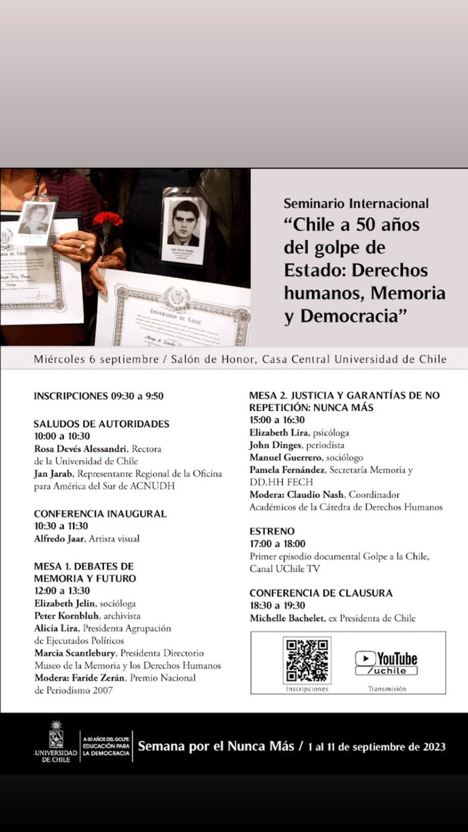 ¿Están viendo #OperacionChileCHV? Bueno, los periodistas Peter Kornbluh y  John Dinges, estarán mañana miércoles en Seminario <a href="/uchile/">Universidad de Chile</a> 
Inscripciones en forms.gle/jPuM8dkhyqyZ7P…