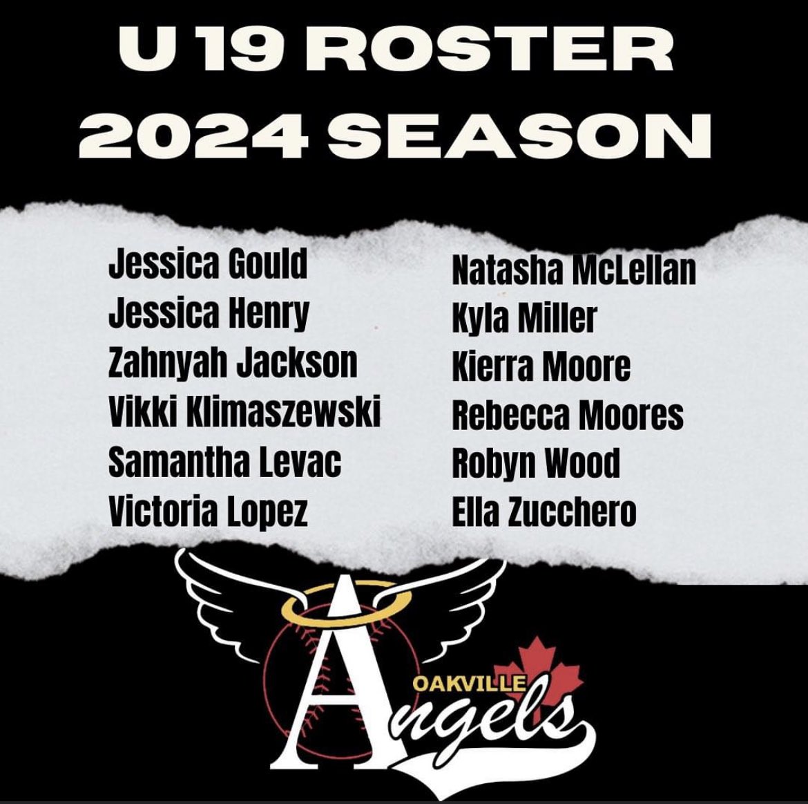 Oakville Angels 2006 u19 Roster-Welcome to the Team 🥎👏
