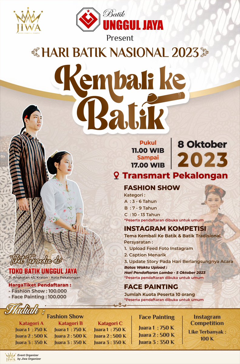 AscaArdian's tweet photo. Unggul Jaya Batik x JIWA organizer https://t.co/bn33xbmXxe