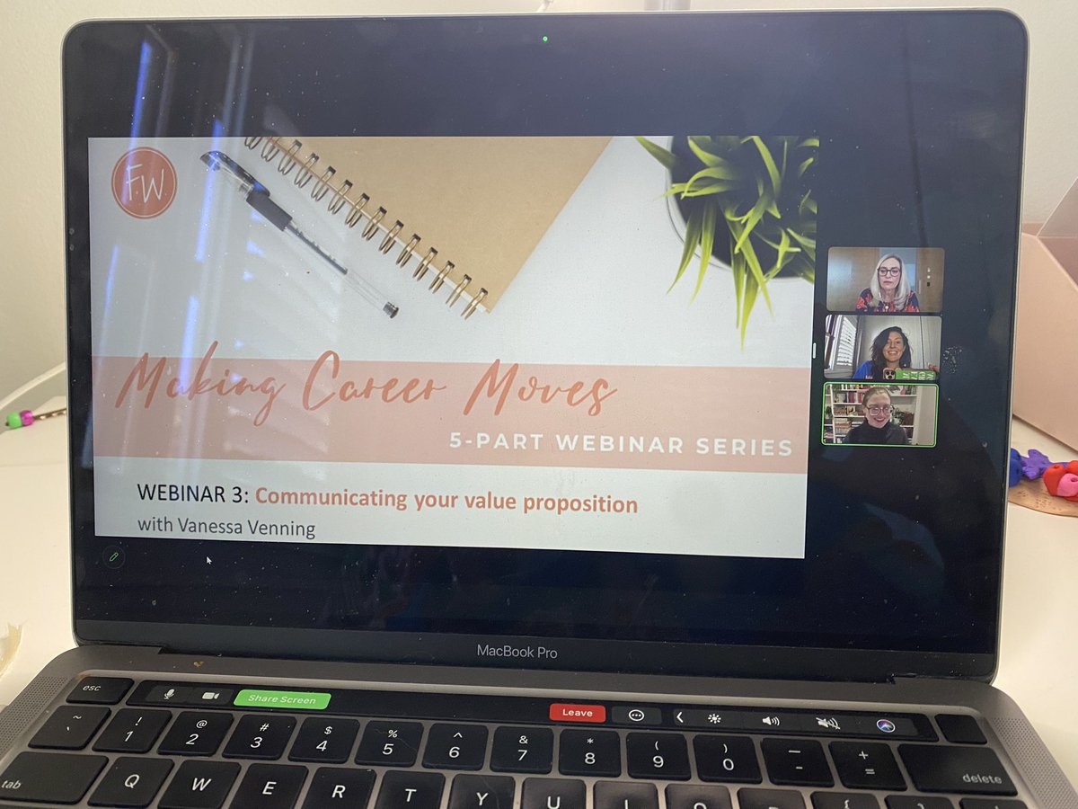 Hard to believe we are at the half way point of our Career Moves webinar series - today we have career coach Vanessa Venning helping us craft our value proposition statement ✨ Communicating what sets us apart with clarity and confidence 👊🙌 #womeninstemm