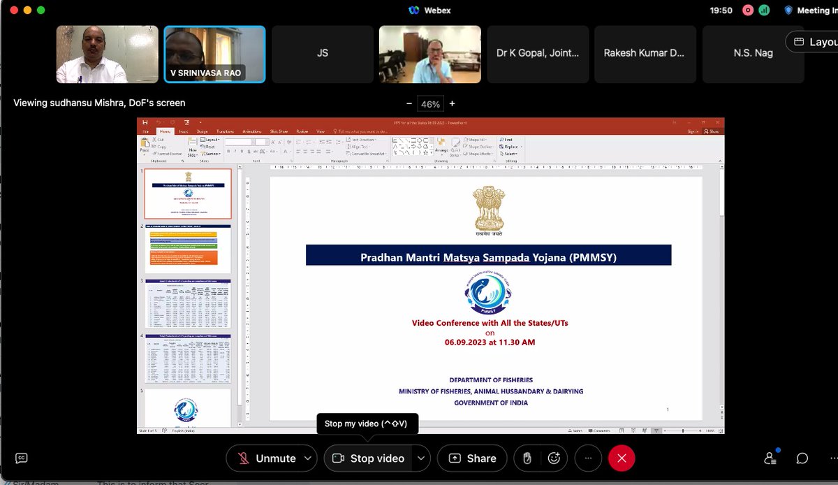 Attend Review Meeting on the Expenditure Status of PMMSY on 6th September, 2023 at 11.30 am through Video Conferencing.
@FisheriesGoI