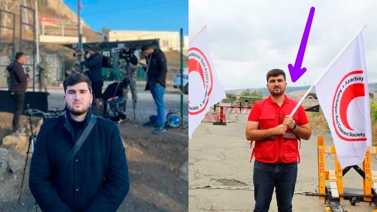 Azerbaijani special services officer who was blocking the #LachinCorridor few months ago as an “eco-actovist” is now a deployed as a @ifrc Red Crescent volunteer faking humanitarian supplies to starving #Karabakh

Tells everything one needs to know about #Azerbaijan’s intentions